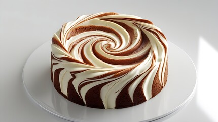 Delicious marble cake featuring a perfect swirl of vanilla and chocolate flavors, isolated on a clean white background, ideal for bakery advertisements, packaging, or food photography projects
