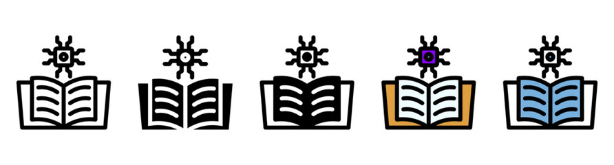 AI Education Icon Set with Multiple Styles Vector Illustration