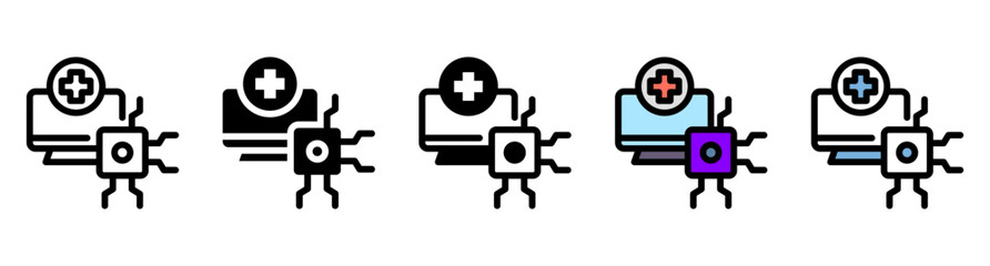 AI Health Icon Set with Multiple Styles Vector Illustration