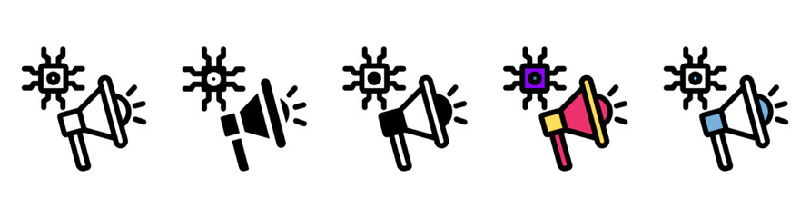 AI Marketing Icon Set with Multiple Styles Vector Illustration