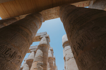 Majestic columns reaching for the sky in karnak temple complex