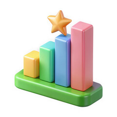 Photo of colorful bar graph with a star isolated on transparent background