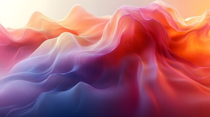 Obraz premium Abstract digital art mockup with vibrant purple orange and pink waves