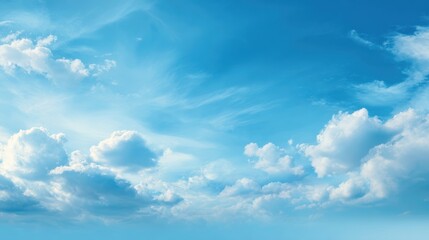 Fototapeta premium A serene sky filled with fluffy clouds and a vibrant blue backdrop, perfect for nature and tranquility themes.