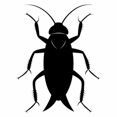A detailed cockroach black vector illustration showcases the anatomy and form of this resilient insect, perfect for scientific or educational uses, silhouette