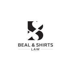 Monogram B and S Intertwined Logo Design: Professional Attorney or Legal Services Identity, Modern Corporate Law Firm Branding Icon Vector Template in Black