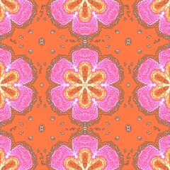 Wallpaper background pattern with flowers, seamless, vibrant colors.