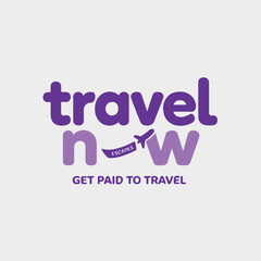 Modern and playful wordmark vector with purple text, a yellow heart graphic, and an airplane icon, perfect for vacation, booking, flights, or travel rewards business branding