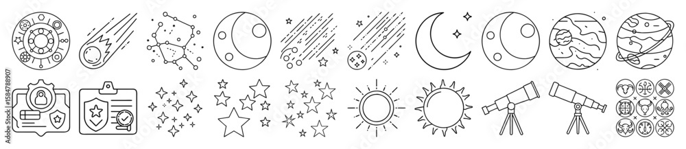 Canvas Prints celestial objects, space, and astronomy outline vector icon set