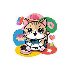 Cat mascot  with white background