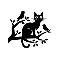 Cat silhouette with white background