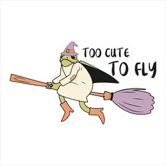 Too Cute To Fly  Halloween Funny Frog T-shirt Design