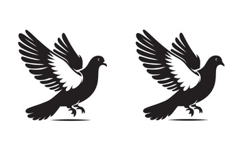 Dove silhouette vector.dove icon.Beautiful bird silhouette vector