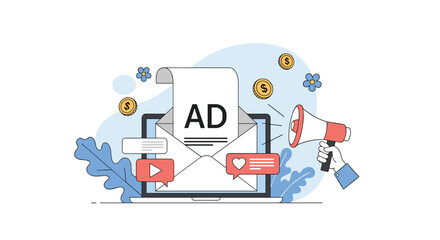 Obraz premium Digital Marketing Advertising Campaign Strategy for Small Businesses Online