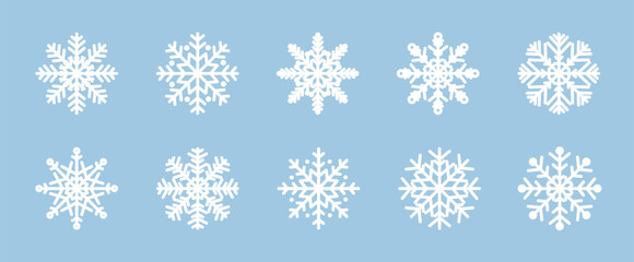 Snow thick icons set. Plump soft white line Snowflakes. Winter simple element collection. Cold weather symbol with editable stroke. New year and christmas ornament. © Zhi_zhi_art