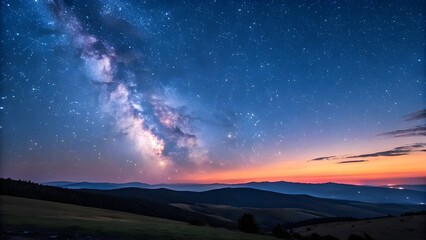 Fototapeta premium Spectacular Milky Way Galaxy Over Mountain Landscape at Night