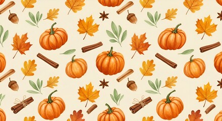 Seamless Autumn Harvest Pattern&nbsp;4K Wallpaper