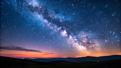 Fototapeta premium Spectacular Milky Way Galaxy Over Mountain Landscape at Night