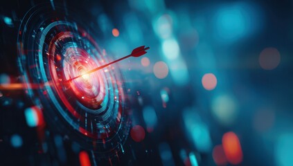 Digital target with arrow hitting bullseye