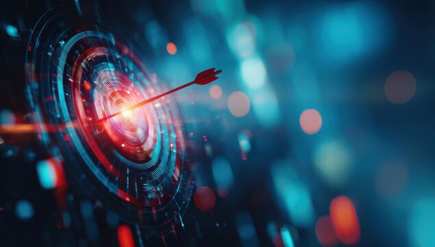 Digital target with arrow hitting bullseye