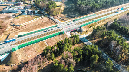 Top-down view city transport infrastructure roundabout