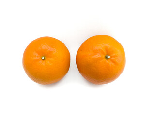 Orange fruit or tropical citrus fruit or mandarin orange fruit isolated on white background.