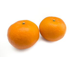 Orange fruit or tropical citrus fruit or mandarin orange fruit isolated on white background.