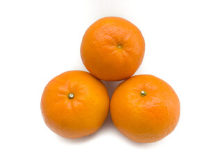Orange fruit or tropical citrus fruit or mandarin orange fruit isolated on white background.