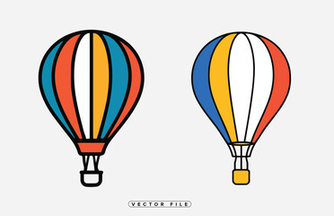 Naklejka premium Two Colorful Hot Air Balloons Vector Illustration on White Background