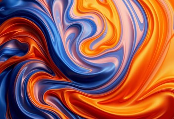 Swirling sapphire and amber silk waves, a hypnotic textile pattern, abstract, background
