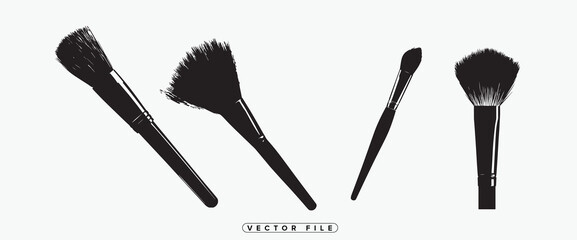 Makeup Brush Set Vector Illustration for Beauty and Cosmetics Industry