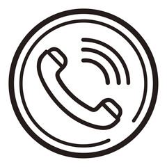 Vector art of a black and white phone icon isolated on white background with sound waves represents communication and the act of calling