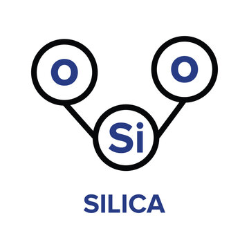 Silica or Silicon Dioxide (SiO2) Vector, PNG, JPG icon. A compound composed of silicon and oxygen.