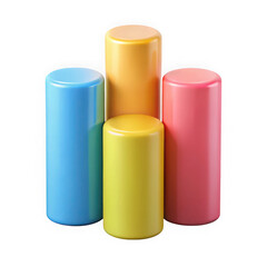 Photo of colorful cylindrical shapes are stacked together isolated on transparent background