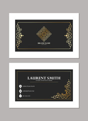 Elegant Decorative Business Card Template with Gold Ornament Border Design