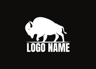 Abstract Bison Silhouette Logo Design