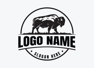 Classic Bison Badge Logo with Slogan

