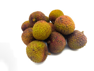 Lychee fruit isolated on a white background. Lychee or Lici (Litchi chinensis)