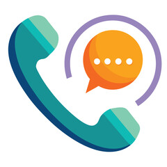 Vector art of a teal phone icon with a chat bubble, symbolizing customer service and online communication