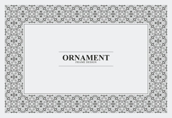 Black and White Ornament Frame Design with Detailed Pattern