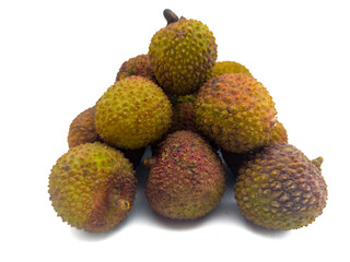 Lychee fruit isolated on a white background. Lychee or Lici (Litchi chinensis)