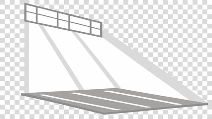 Vector Rectangular translucent gray surface with diagonal lines and large window casting shadows