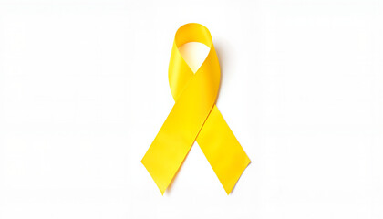 Yellow hepatitis awareness ribbon on white background, health awareness