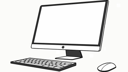 Fototapeta premium Vector Sleek modern desktop computer with blank screen and minimalist design