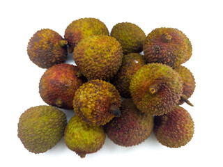 Lychee fruit isolated on a white background. Lychee or Lici (Litchi chinensis)