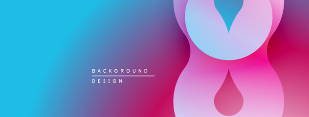 Abstract gradient background. Blue transitions to purple, pink shapes create modern design. Minimalist aesthetic, vibrant colors.