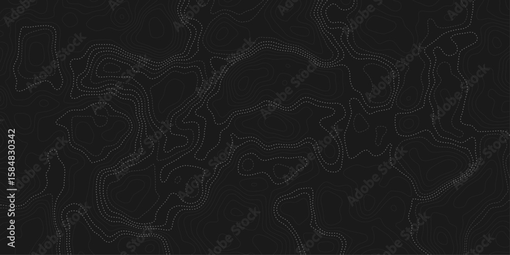 Aufkleber modern style dotted lines creating a topographic map with contour line creating an artistic and minimalist design element like representation art design dark background.