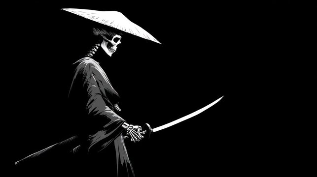 Skeleton samurai in profile (2)
