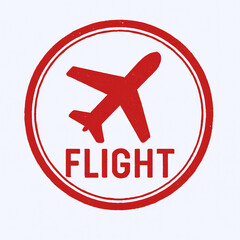 Obraz premium Red Vintage Flight Airplane Stamp Icon with Grunge Texture