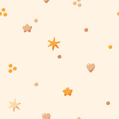 Seamless Bohemian baby pattern with tiny elements - hearts, circles and stars.